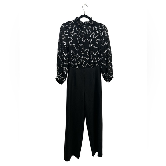 Rebecca Taylor Silk Polka Dot Print Jumpsuit Long Sleeve Formal Romper - Picture 2 of 7